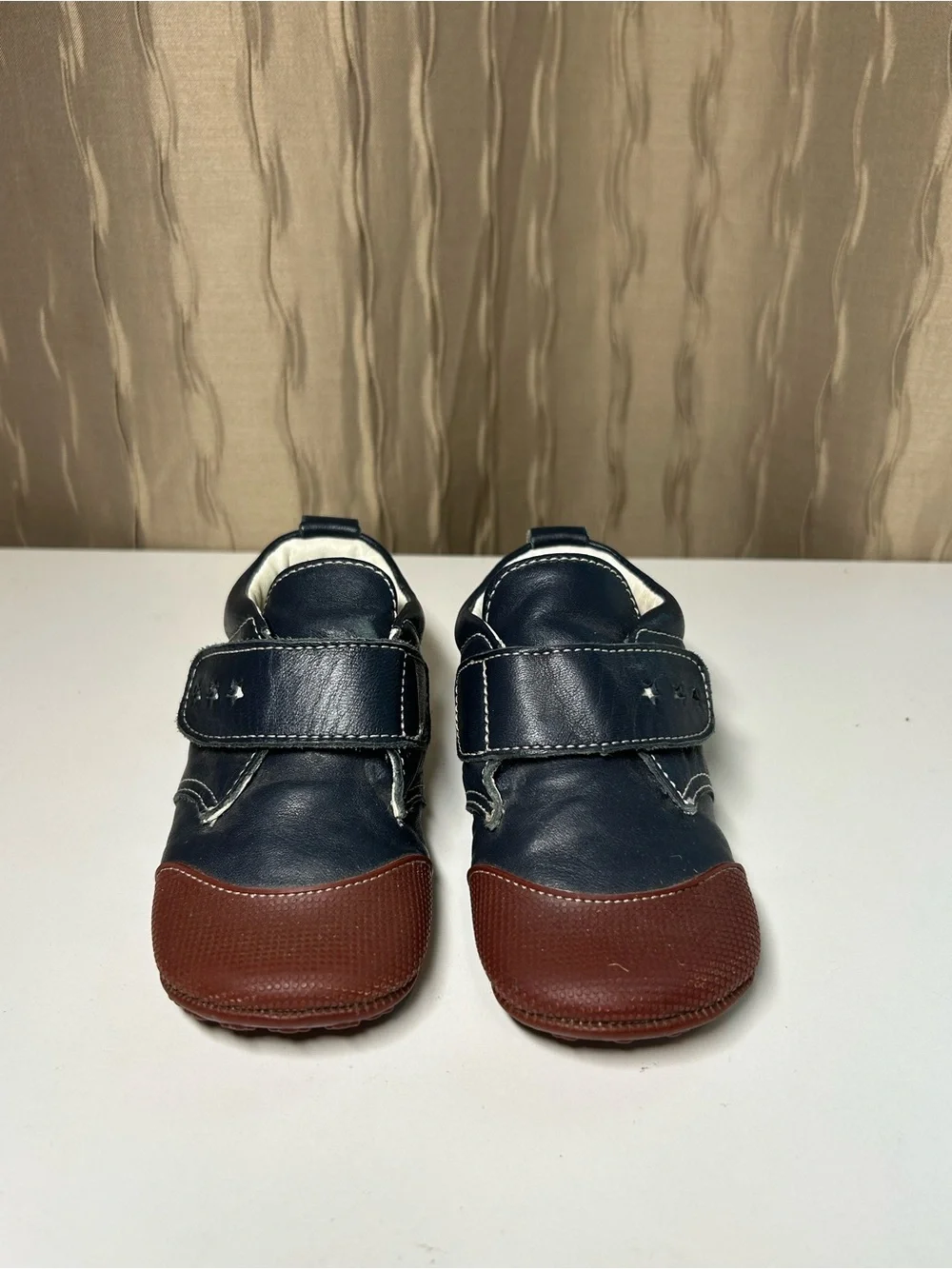 Anna und Paul Baby Size L (EU 22, US 18-24 Month) Navy Brown Star Velcro Leather